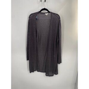 J Jill Cardigan Sweater LARGE  Linen Blend Knit Open GRAY  Duster